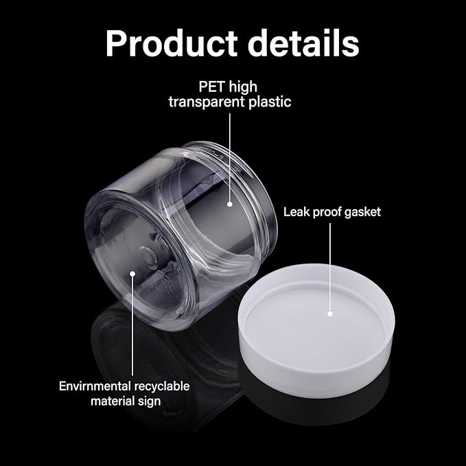 Patelai 4 Pieces Round Wide-mouth Leak Proof Plastic Container Jars with Lids for Travel Storage Makeup Beauty Products Face Creams Oils Salves Ointments DIY Making(2 Ounce,White)