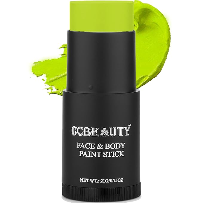 CCbeauty Ogre Green Face Paint Stick, Face Painting Kit, Witch Green Cream SFX Makeup Foundation, Professional Hypoallergenic Body Paint for Halloween Costume Party, Goblin, Hulk, Shrek, Fiona Makeup