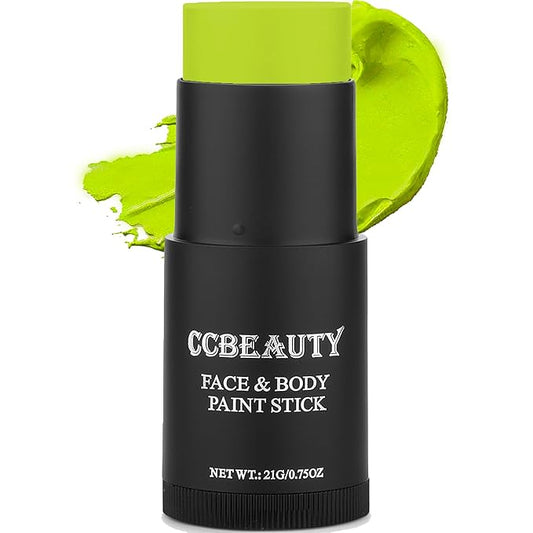 CCbeauty Ogre Green Face Paint Stick, Face Painting Kit, Witch Green Cream SFX Makeup Foundation, Professional Hypoallergenic Body Paint for Halloween Costume Party, Goblin, Hulk, Shrek, Fiona Makeup