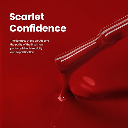 Beetles Red Gel Polish - Scarlet Confidence 15ML/0.51Fl Oz,Hema Free Red Gel Nail Polish, Same Color Same Bottle, Soak Off UV LED Lamp Nail Art, Long-Lasting Manicure Salon DIY Home Valentines Nails
