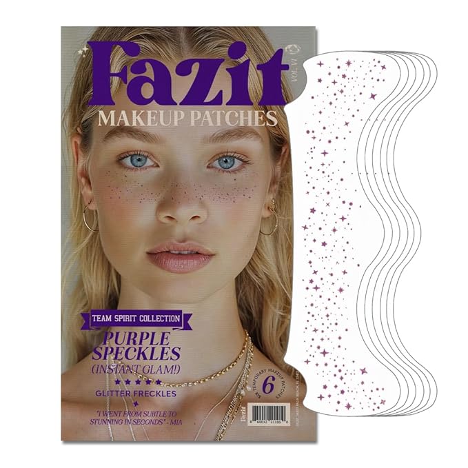Fazit Makeup Patches - Face Makeup Patches - Beauty Face Makeup - Purple Speckles - Waterproof Purple Speckles - Temporary Face Purple Speckles For Women - 6 count