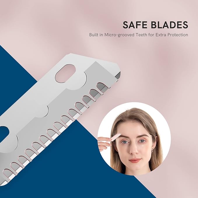 Eyebrow Razors for Women, Replaceable Face Razors kit, Dermaplane Shaving Tool for Men & Women, Face Razors for Peach Fuzz and Hair Removal, 4pcs Replacement Blades Available