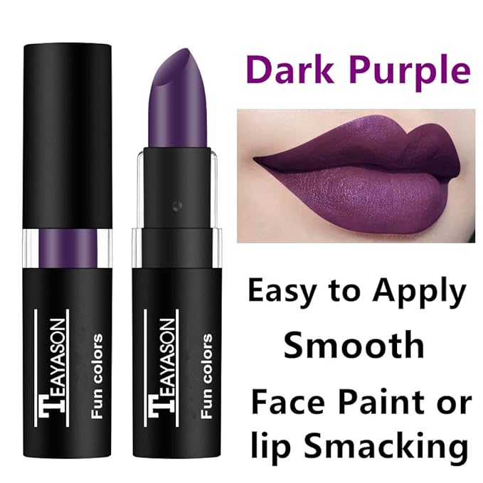 Go Ho Makeup Deep Purple Cream-Blendable Stick-Purple Eye Black Face Body Paint Professional SFX Makeup Ursula Face Paint,Baseball Face Paint Stick,Safe Facepaint Nose&Lip Smacking for Halloween