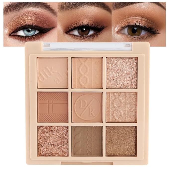 9Colors Neutral Eye Shadow Palette Eyeshadow Kit Nudes,Matte Glitter Natural Neutral Eyeshadow Palettes for Hazel Eyes Long Lasting Naturing-Looking Travel Eyeshadow Nude Palette