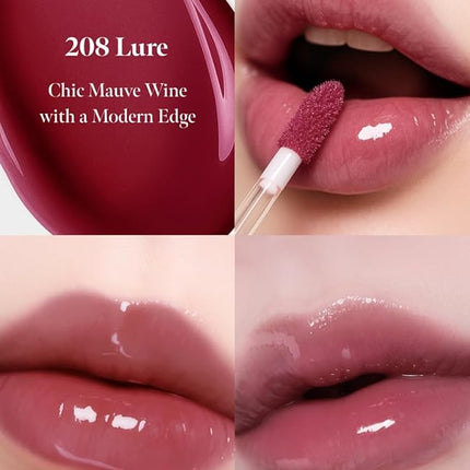 Dew Drop Tint #208 Lure 4.5g, Glossy, Lightweight Lip Stain, Glass-Like, High Shine, Moisturizing Lip Oil, Long Lasting Color, Hydrating Gloss, Dewy Finish, Korean Beauty Makeup