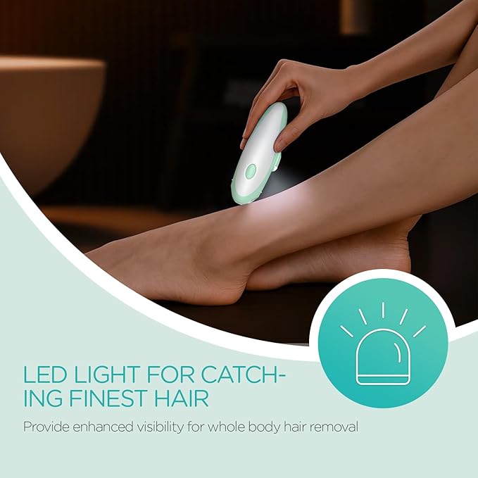 Epilators Hair Removal for Women with 21 Tweezers & LED Light, 2 Speeds Cordless Epilator for Women, Electric Hair Removal Epilators Rechargeable for Arms & Legs HR110 (Light Green)
