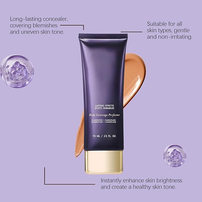 All Over Complexion Perfector, Body Coverage Perfector, Tattoo Cover-up Makeup, Transfer-Resistant Body Makeup, Long Last Body Foundation(2PCS Dark Brown)