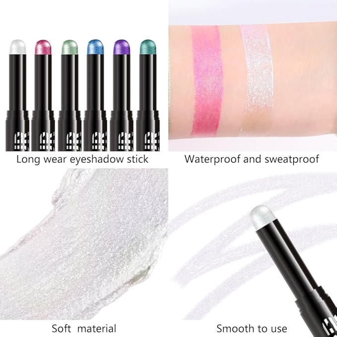 Transparent Pink Shimmer Cream Eye Shadow Stick Makeup for Women, Transparent Pink Shimmer Matte Eye Shadow Brightener Stick for Eyes, Waterproof Eyeshadow Pencil Applicator Blendable for Eye 19