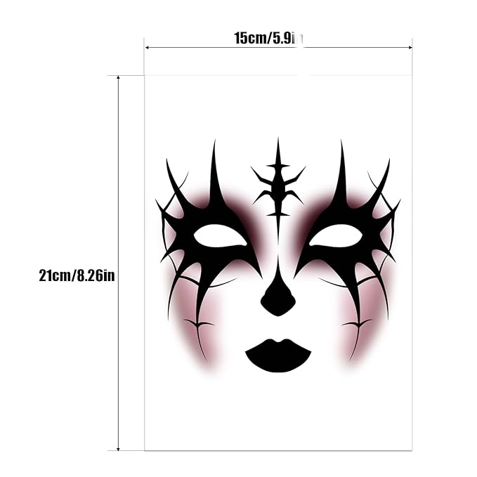 8Pcs Halloween Face Tattoo Stickers, Spooky Face Temporary Tattoos, Temporary Face Tattoos for Women Adults Kids, Makeup Tattoo Sticker,Halloween Face Stickers Art