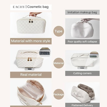 EACHY Travel Makeup Bag,Large Capacity Cosmetic Bags for Women,Waterproof Portable Pouch Open Flat Toiletry Bag Pattern Makeup Bag