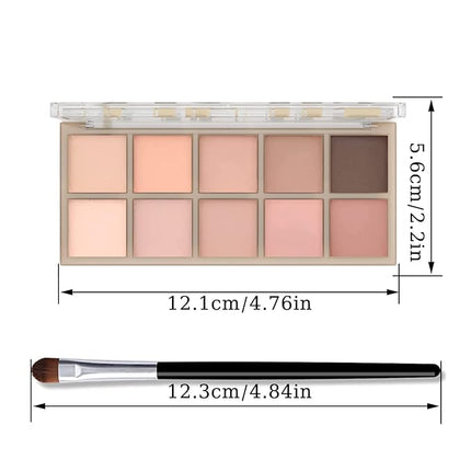 10 Colors Eyeshadow Palette,Light Beige Nude Pink Brown Naturing Eye Shadow Makeup,Blendable High Pigmented,Neutral Smokey,Long Lasting High Pigment Matte Eyeshadow for Older Women Gift Kit (Milk Tea)