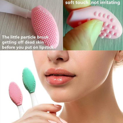 3 Pcs Lip Scrub Brush,Lip Scrubber Exfoliator,Double-Sided Silicone Lip Brush Tool for Men Women Lip Lightening, Lip Exfoliator Scrubber Tool for Dark Lips