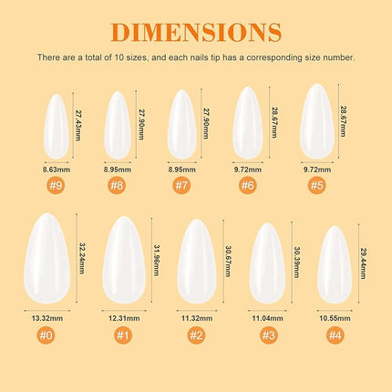 SAVILAND Gels Nail Kit Almond: Natural Nail Tips 500 Pcs and 4 In 1 Nail Glue Gel, U V/LED Nail Lamp Pre-shaped White Full Cover False Nails for Acrylic Nail Kit Nail Art DIY Salon At Home Gift