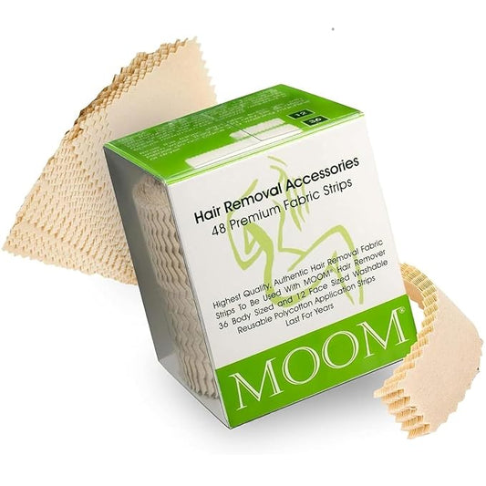 Moom Waxing Strips for Women (48 Count) Polycotton, Specially Engineered for Maximum Hair Removal – Perfect for Bikini, Leg, Eyebrow, Body & Face Wax (only include strips)
