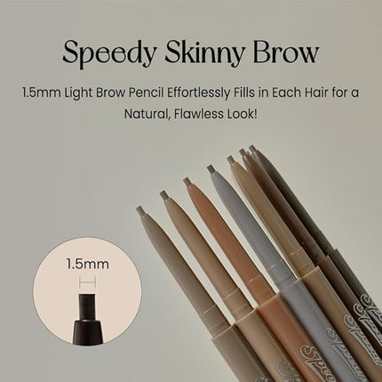 PERIPERA Speedy Skinny Brow (08 Taupe Beige), 1.5mm Precise Eyebrow Pencil, Dual-Sided Fine Tip Shades, Define Fills Brow Make up, K Beauty, Korean Make-up