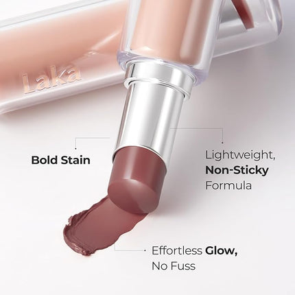 Laka 24HR Bonding Glow Lipstick, 3.7g/0.13oz., Long Lasting High-Shine Lipstick with Rich Color & Glassy Finish (#217 Babe)