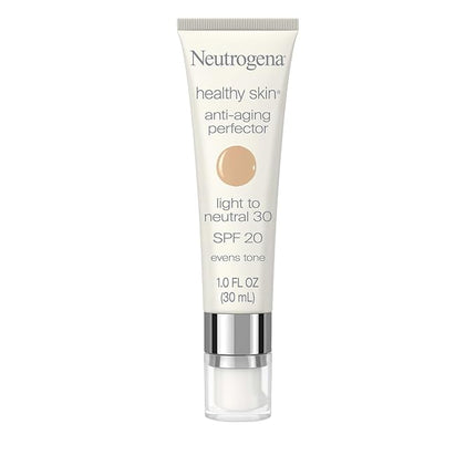 Neutrogena Retinol Treatment & Tinted Facial Moisturizer, Healthy Skin Anti-Aging Perfector, Broad Spectrum SPF 20 Sunscreen & Titanium Dioxide, Blendable Sheer Coverage, 30 Light to Neutral, 1 fl. Oz