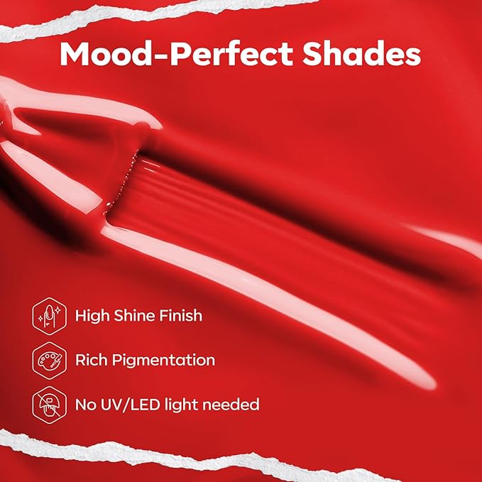 modelones Red Nail Polish Quick Dry | Burgundy Long Last Fingernail Polish, Dark Red Nailsl | Infinite Shine Strengthening Treatment Kit Salon-Quality for Women 15ml