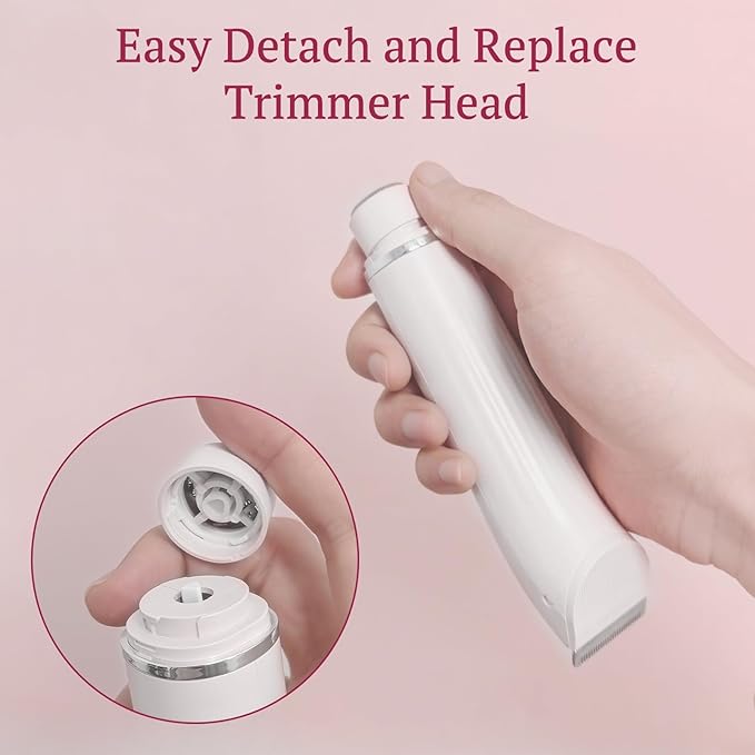 Dermave Bikini Shaver, 4-in-1 Bikini Trimmer for Women, Electric Razors with Dual Heads, Cordless Body Hair Trimmer, Rechargeable Pubic Hair Trimmer for Legs Body Facial Hair, Ceramic Blade