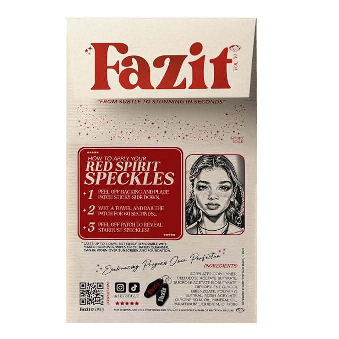 Fazit Beauty Face Makeup Patches - Waterproof Red Speckles - Temporary - 6 Count