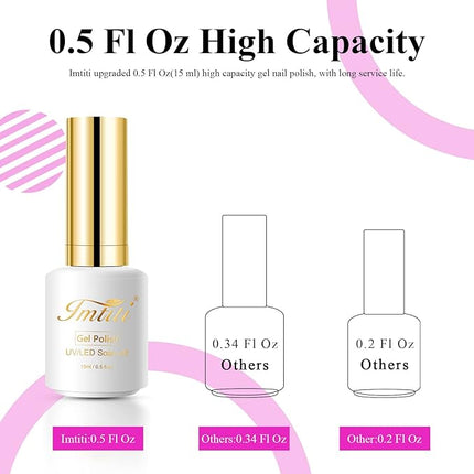 Imtiti Glitter Deep Pink Gel Nail Polish, UV LED Soak Off Sparkle Hot Pink Color Nail Polish, Shimmer Glitter Gel Polish