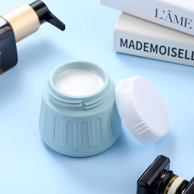 Gemice 3 oz Travel Containers for Toiletries, 4-Pack TSA Approved Travel Size Toiletries Containers for On-the-Go, Small Leak-Proof Travel Essentials Silicone Jar for Shampoo, Lotions, Cleanser