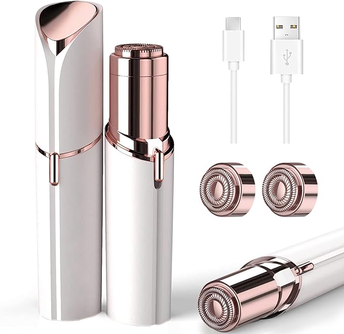 Hair Remover for Face Woman, Electric Face Shaver for Women, Hair Removal Device for Women Chin, Lip, Peach Fuzz with 2 Pc Replacement Heads, USB Rechargable