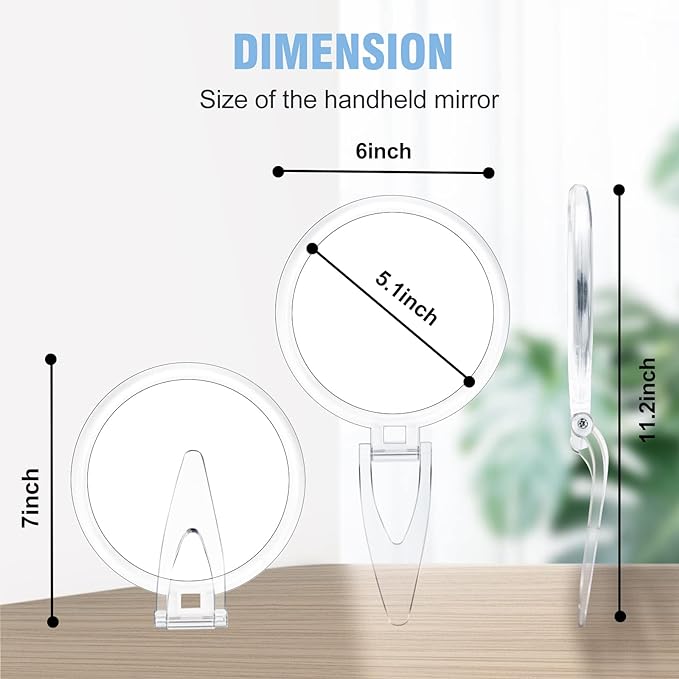 JMH Magnifying Handheld Mirror Double Sided, 1X 20X Magnification Hand Mirror, Travel Folding Held Adjustable Rotation Pedestal, Portable Small Makeup Mirror, 6 Inch