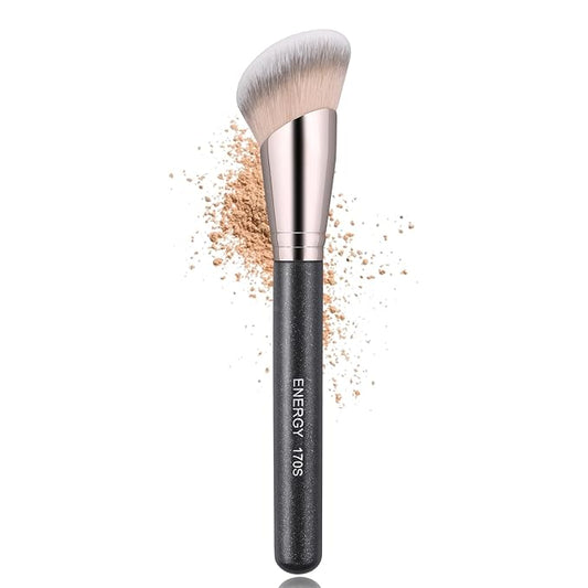 ENERGY Contour Foundation Brush Angled Powder Makeup Brush for Liquid Cream Powder Blush Bronzer Blending Buffing Vegan Synthetic Face Brush