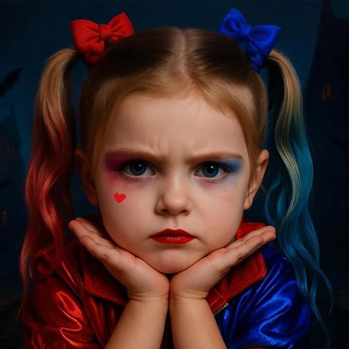 Mysense Face Paint Kit for Halloween Costume Cosplay Party Makeup for Women Girls Kids, Red & Blue Face Body Painting Cream Blendable Sticks Red Liquid Eyeliner Stamp Pen Accessories Set