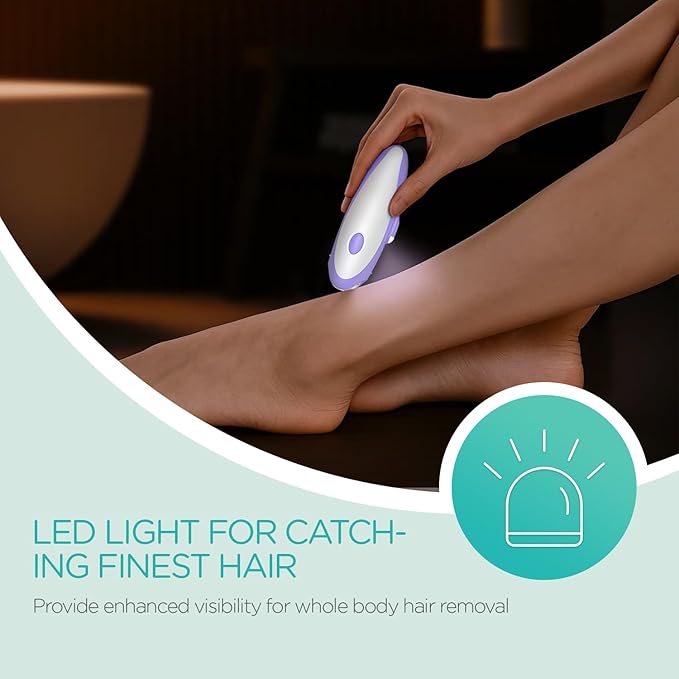Epilators Hair Removal for Women with 21 Tweezers & LED Light, 2 Speeds Cordless Epilator for Women, Electric Hair Removal Epilators Rechargeable for Arms & Legs HR110 (Purple)