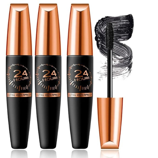 Waterproof Silk Fibre Thick Lengthening Mascara, 4D Silk Fiber Lash Mascara for Women, Long Lasting Smudge-Proof Curling Eyelashes Mascaras Black Volume and Length Natural, All Day Full (3)