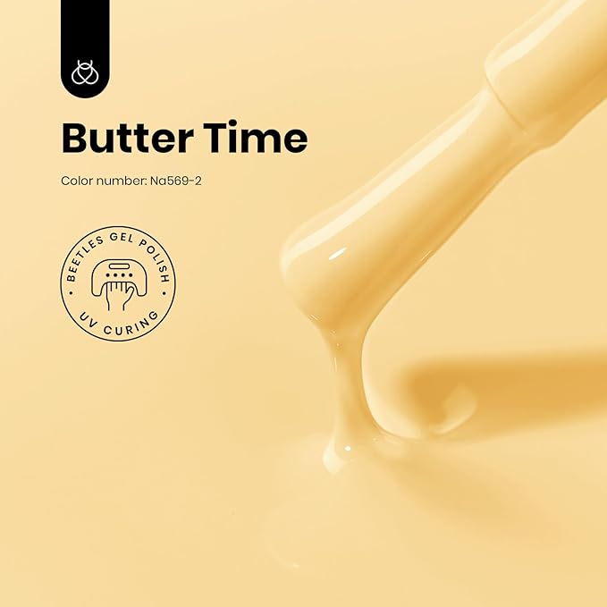 Beetles Pastel Yellow Gel Nail Polish, 15ML Hema Free Light Yellow Gel Polish Butter Time All Season Nails Soak Off UV Colorful Bottle Nail Art Manicure Gift for Women