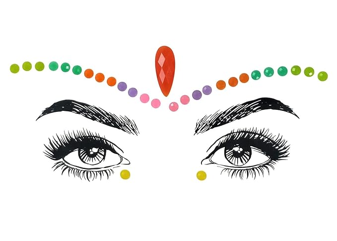 6 Pcs Halloween Noctilucent Glow Face Gems, Night Glow Face Jewels for Party and Festival, Fluorescence Rhinestone Face Stickers