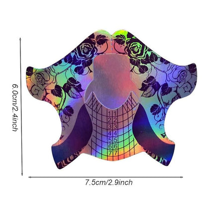 FingerAngel 100Pcs Nail Tips Laser Nail Forms Gel Polish Extension Forms Acrylic Tips Nail Art Decoration DIY Nail Gel Curl (LASER SILVER)