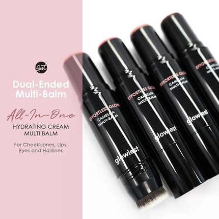 glowiest EFFORTLESS GLOW CAMELLIA MULTI-BALM (Sun-Kissed Berry, One size) - Korean Multi-Balm for Lips & Cheeks, Camellia Oil Glow Stick with Brush, Natural Dewy Look, Easy On-the-Go Makeup