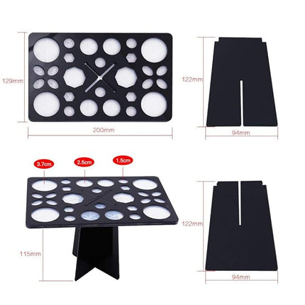 Makeup Brush Cleaning Mat & Drying Rack - 28 Holes Brush Holder, Silicone Rubber Clover Shaped Mat Cleaner - Black & Pink