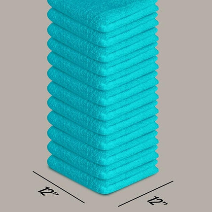 Softolle 100% Cotton Washcloths 24 Pack (12x12 Inches) Soft, Highly Absorbent Washcloth, Face Towels, Wash Cloths for Face, Ring Spun, Bulk Pack (Turquoise)