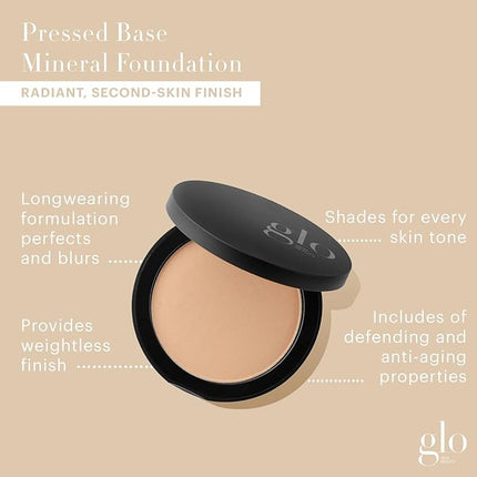 Glo Skin Beauty Pressed Base Powder Foundation Makeup (Honey Light) - Flawless Coverage for a Radiant Natural, Second-Skin Finish
