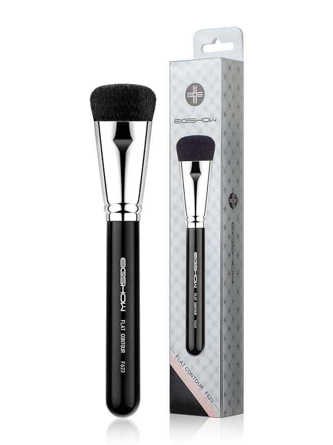 Contour Brush， EigshowBeauty Premium Synthetic Bristles Face Bronzer Brush, Flat makeup brush for Powder Cream Liquid Blending - Vegan & Cruelty-Free Foundation Brush