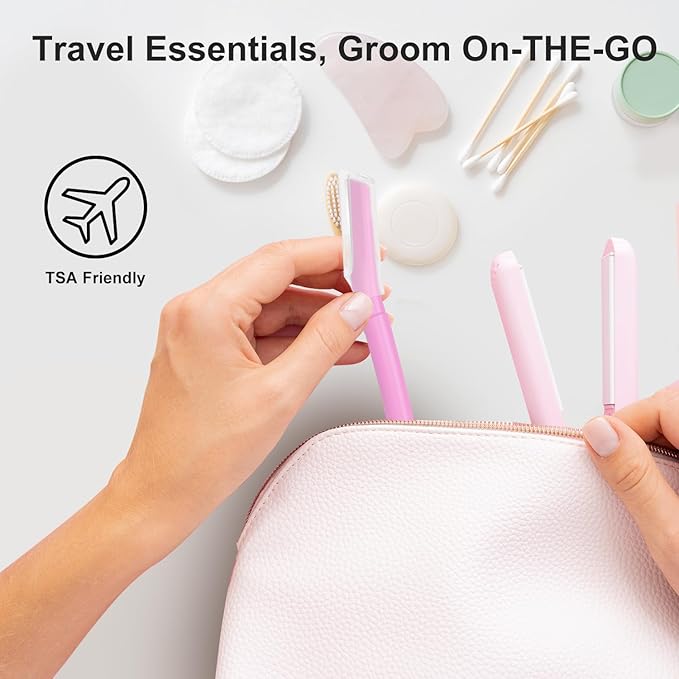 Dermaplane Razor for Women Face, Precision Face Razors for Women, Dermaplaning Tool, Eyebrow Razor, Skin-friendly Microblades with Protective Cap