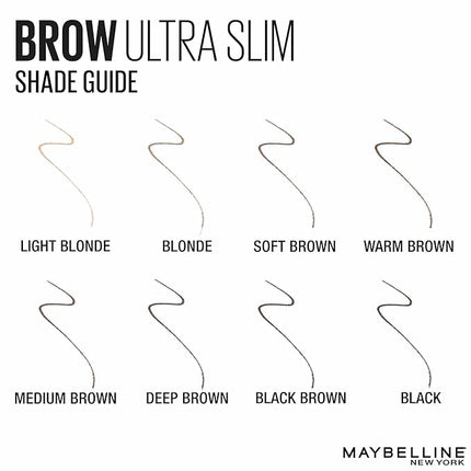 Maybelline Brow Ultra Slim Defining Eyebrow Makeup Mechanical Pencil With 1.55 MM Tip And Blending Spoolie For Precisely Defined Eyebrows, Warm Brown, 0.003 oz.