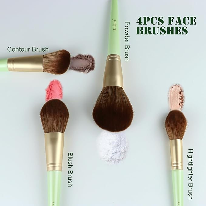 14 Pcs Makeup Brush Set, Cosmetic Brushes for Foundation, Concealer, Eyeshadow, Blush, Powder & Contouring, Professional Beauty Makeup Tools for Women & Beginners(Mint Green)