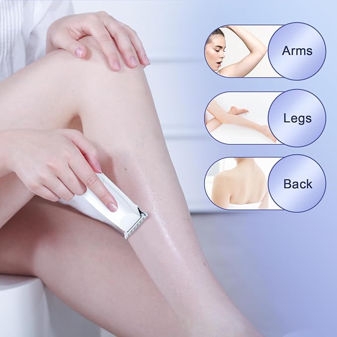 SweetLF Bikini Trimmer for Women-Pubic Hair Trimmer for Women's Legs, Arms & Bikini Line, Body Hair Trimmer with 3 Guards, Type-C Charging, Portable, White
