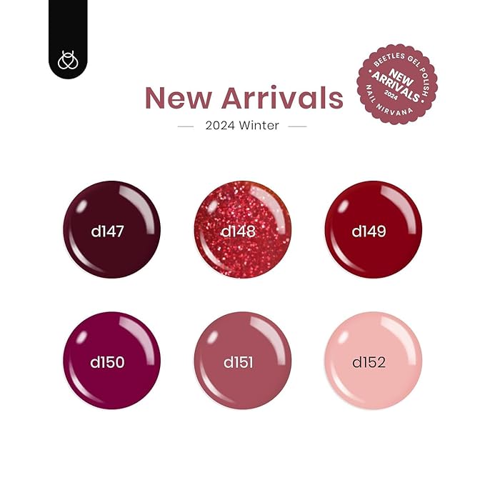 Beetles Red Gel Nail Polish, 6 Colors Burgundy Nude Red Glitter Gel Polish Marvelous Lady Collection Nail Art Design Fall Winter Soak Off Uv LED Nail Polish Manicure DIY Home Salon