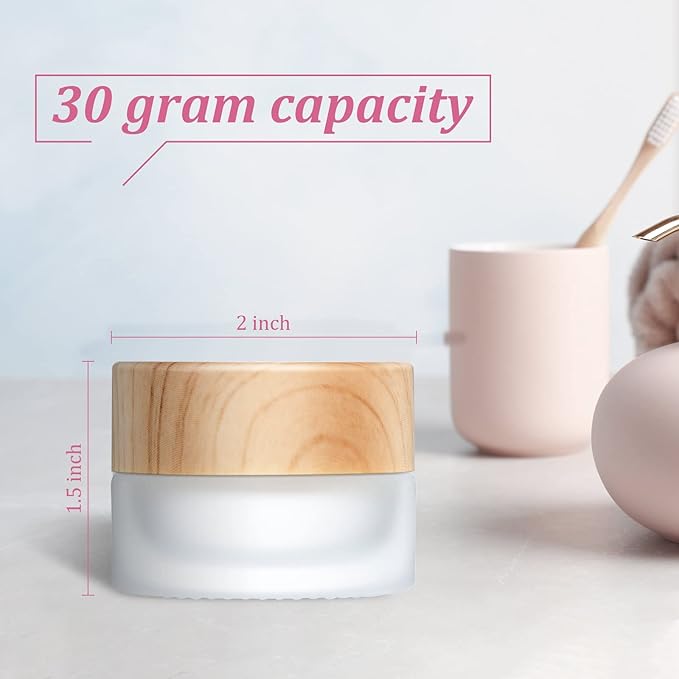 Geiserailie 10 Pieces Glass Cosmetic Containers Empty Sample Jars with Leak Proof Lids Makeup Sample Containers for Lotion Cream Cosmetic (30 Gram)