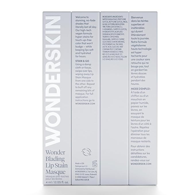 Wonderskin Wonder Blading All Day Lip Stain Peel Off Masque and Reveal Kit - Long Lasting, Waterproof Nude Lip Tint, Transfer Proof Natural Makeup Stain Kit (XOXO)