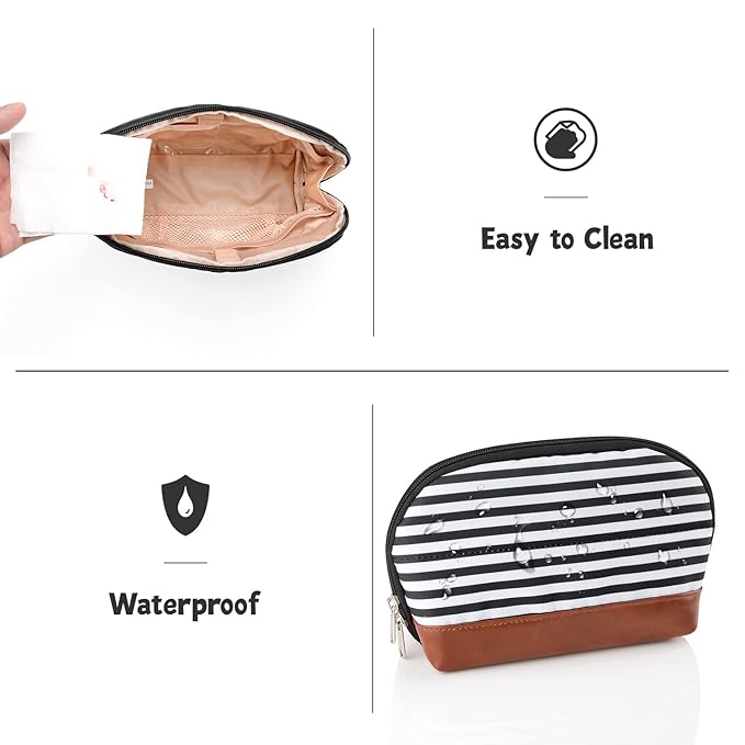 Ethereal Travel Cosmetic Bag, Large Capacity Makeup Bags for Women Stripe Make up Brush Organizer Bag