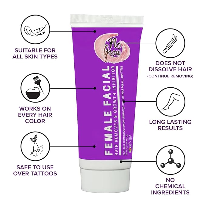 Female Facial Hair Remover & Growth Inhibitor - 90ml - Visible Results in 4 Months - Once a Week Women's Hair Removal Gel & Hair Inhibitor for Face