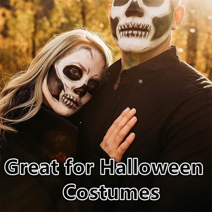 Go Ho Black and White Face Body Paint for Halloween Makeup,Cream to Gel Highly Pigmented Water Based Body Paint,Cosplay SFX Skeleton Vampire Zombie Clown Makeup